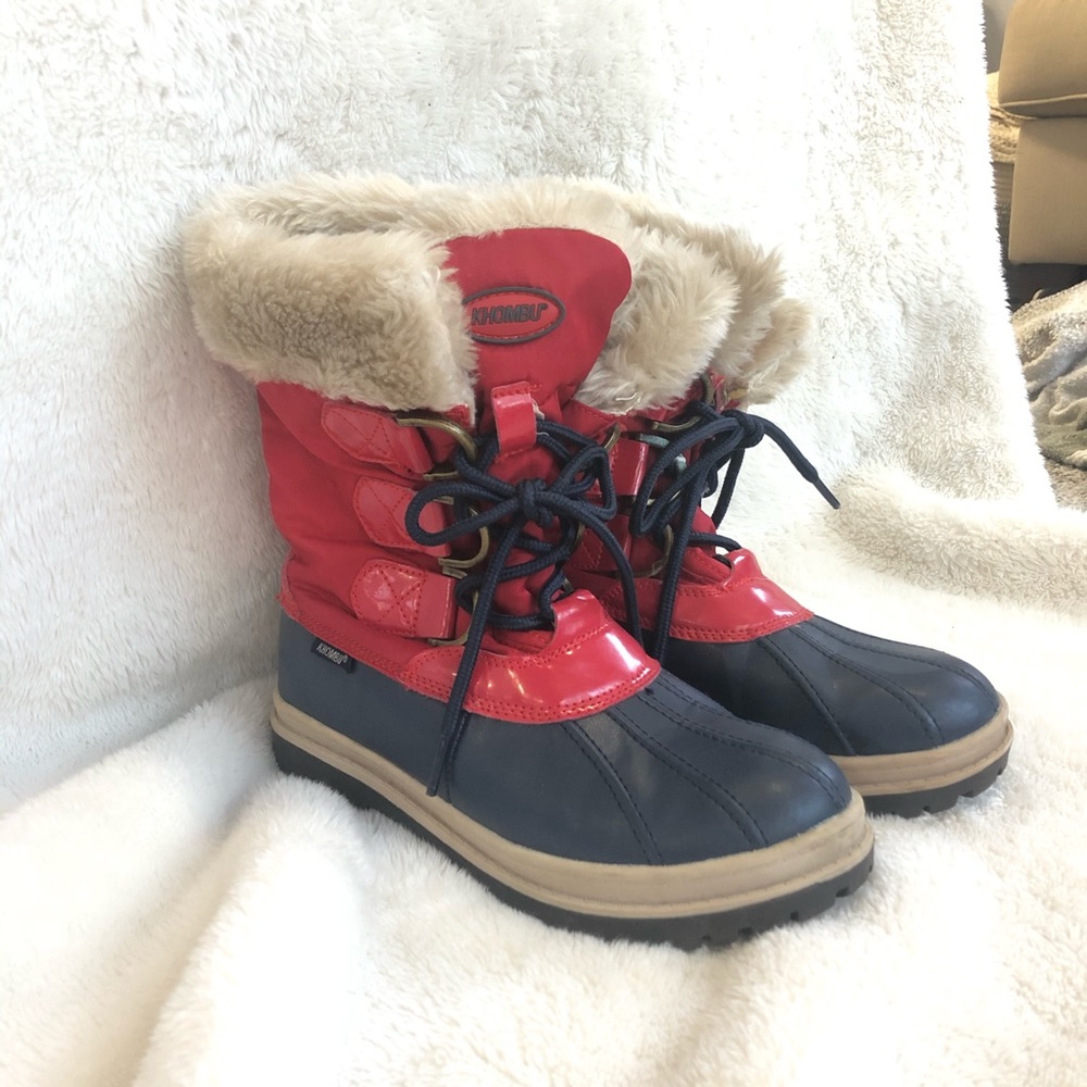 Khombu Red and Navy duck boots